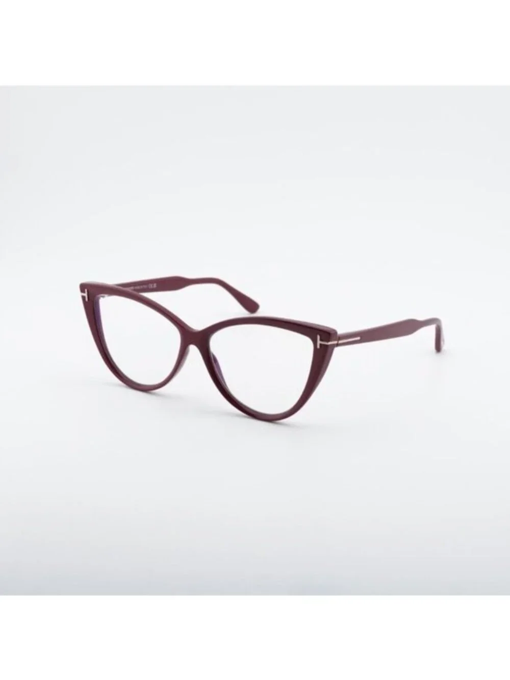 Tom Ford FT5843-B 074 Eyeglasses Bordeaux 56mm Cat Eye Frame, Blue Light Block